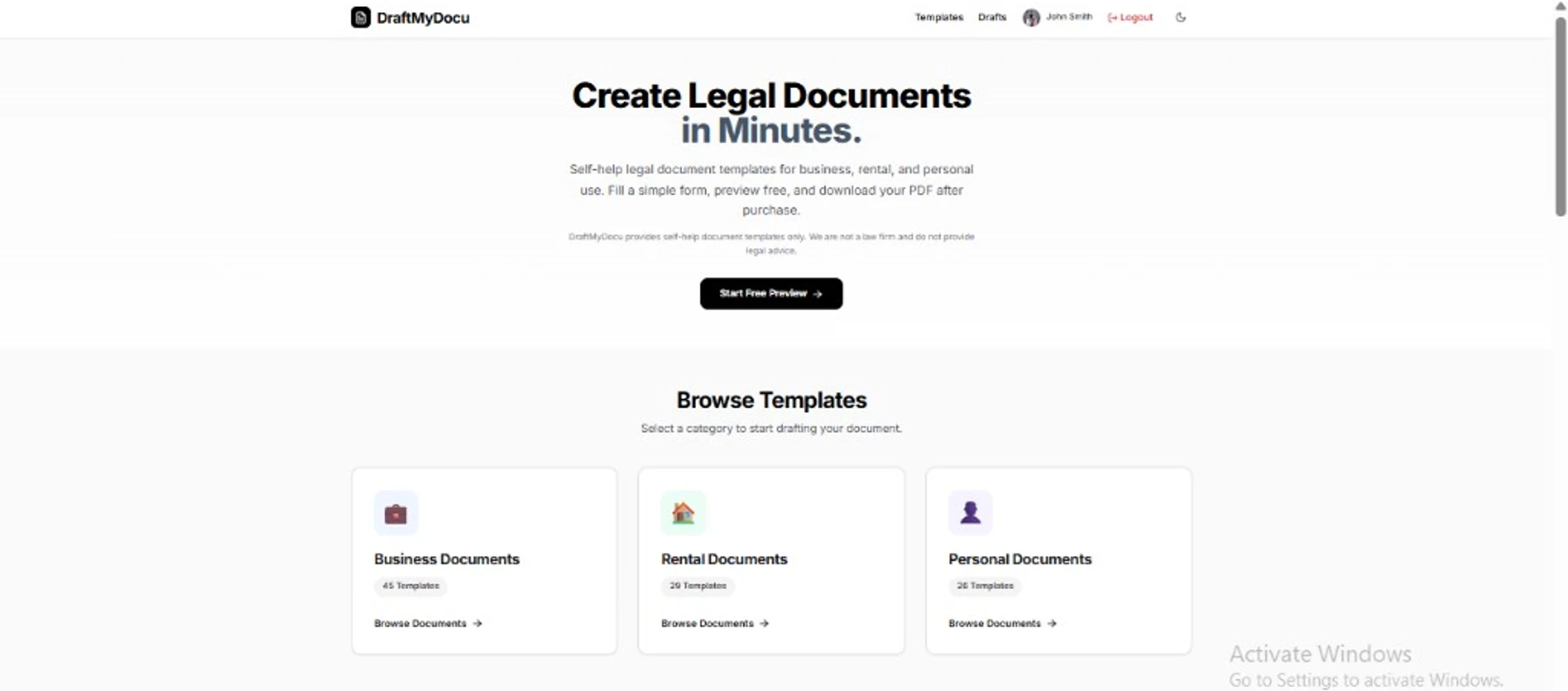 DraftMyDocu platform preview