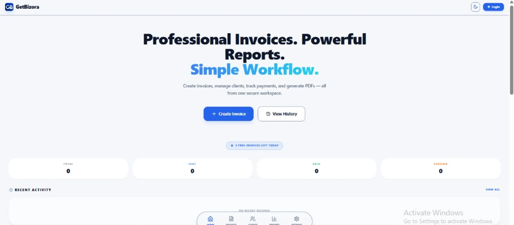 GetBizora platform preview